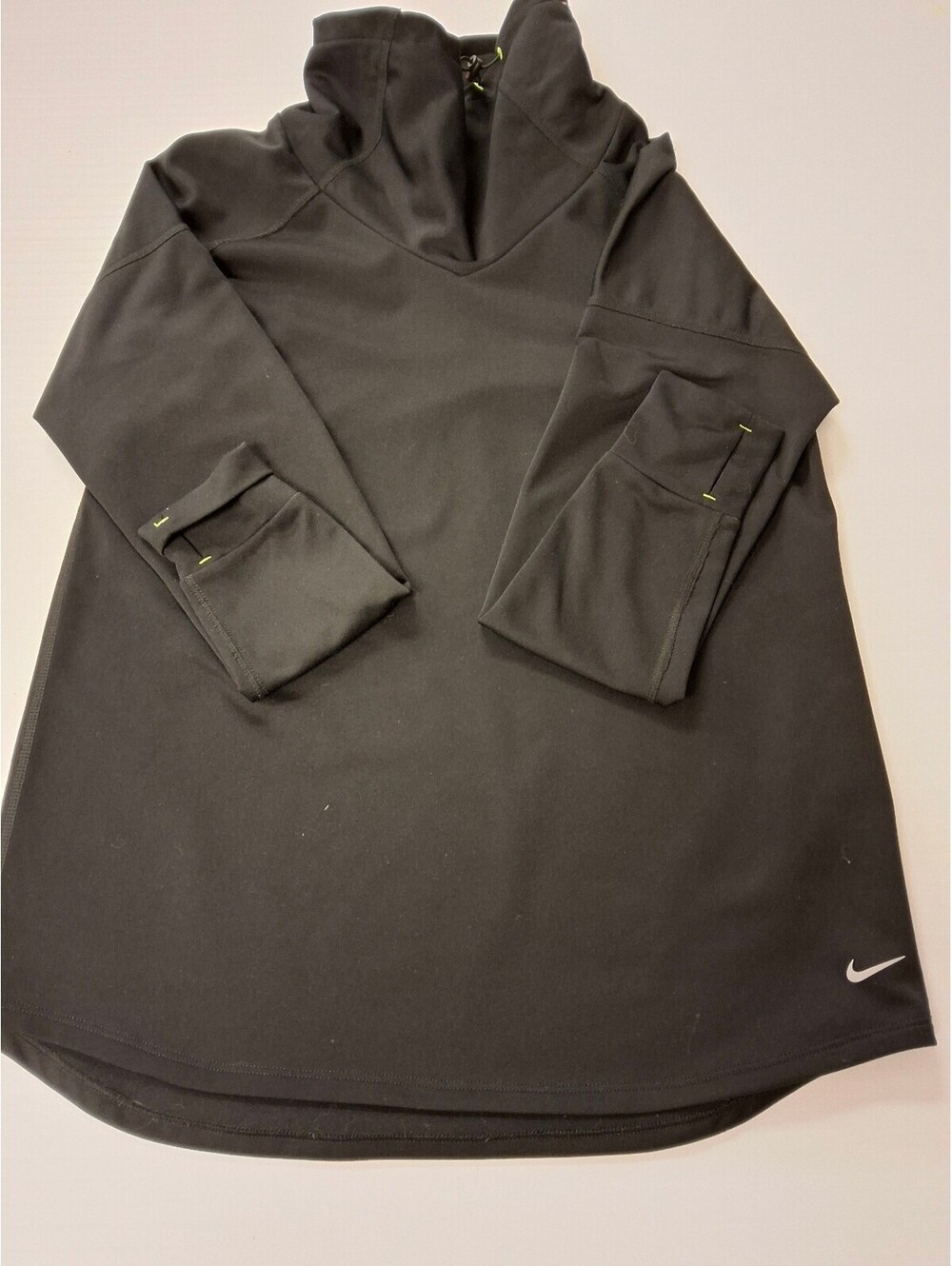 Nike Dri-FIT Black Pullover Sweatshirt with High Collar and Thumb Holes